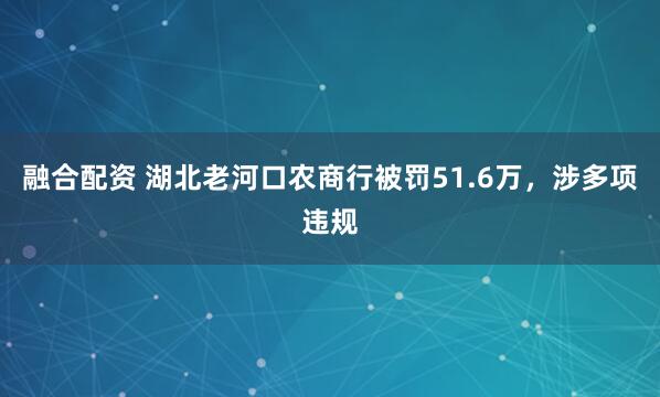 融合配资 湖北老河口农商行被罚51.6万，涉多项违规